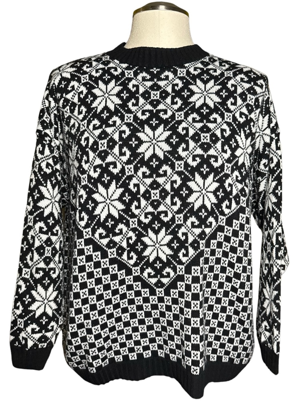Classic Essentials Checkered Fair Isle Vintage Fall Sweater
